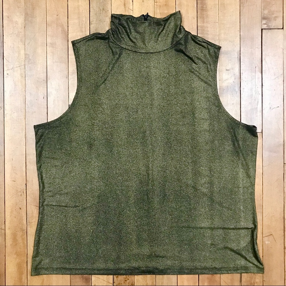 Laura Ashley 2X Sleeveless Top Gold Sparkle